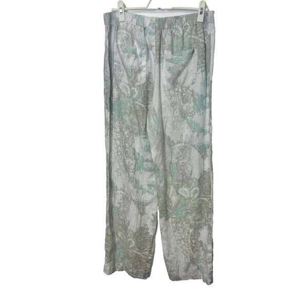 Chico's  Paisley Ikat Print Neutral Color Pull On Trouser Pants  US S 100% Linen - Picture 2 of 10
